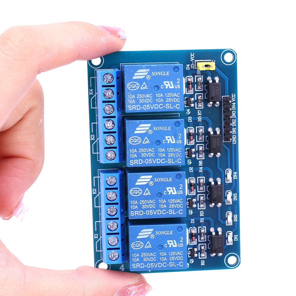 Relay Module 5V - 5V 12V 4 ช่องรีเลย์บอร์ดพร้อมรีเลย์ออปโตคัปเปลอร์ 4 ทิศทางรีเลย์โมดูล