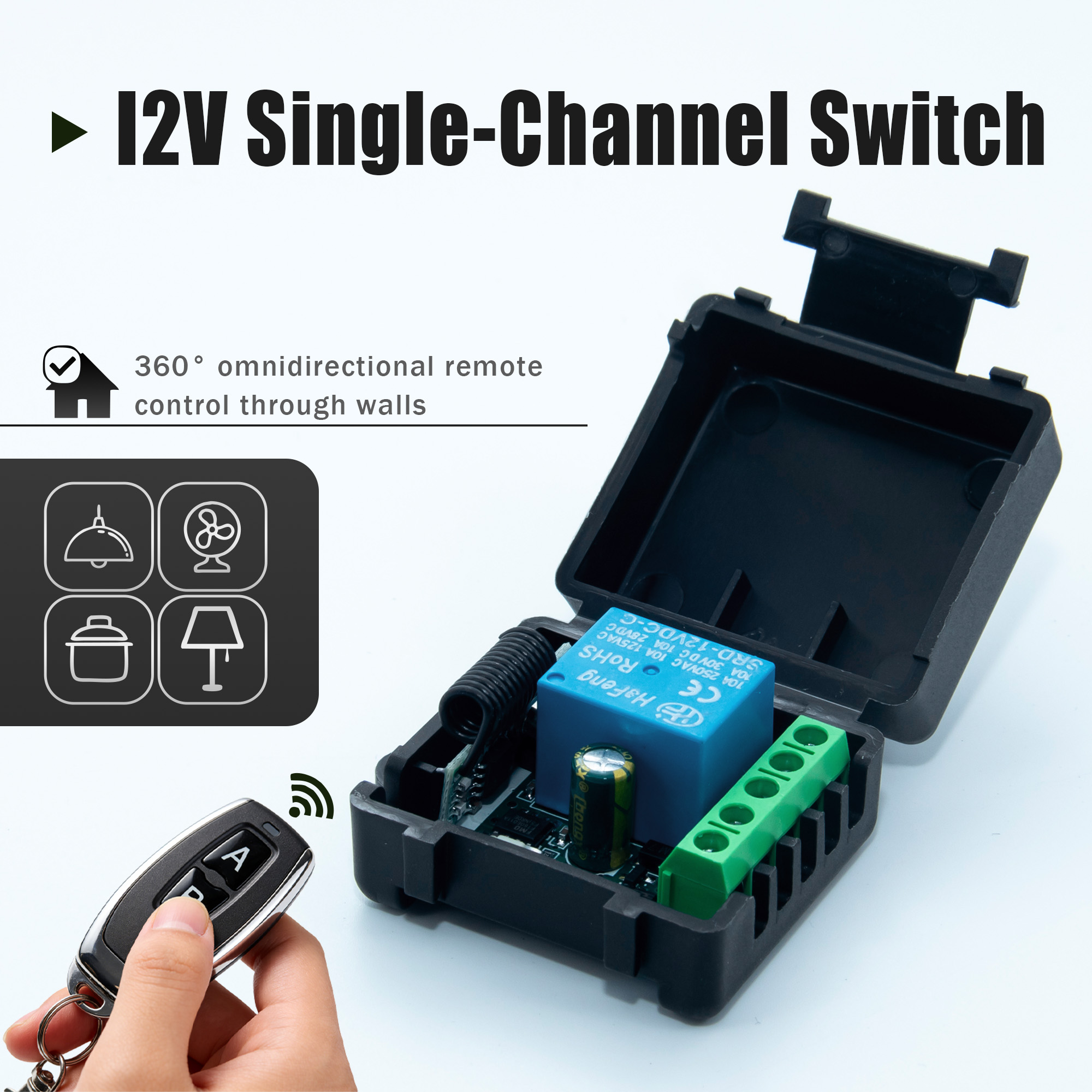 Relay Module 5V - DC 12V 433MHz สวิตช์ควบคุมระยะไกลไร้สาย 1CH RF