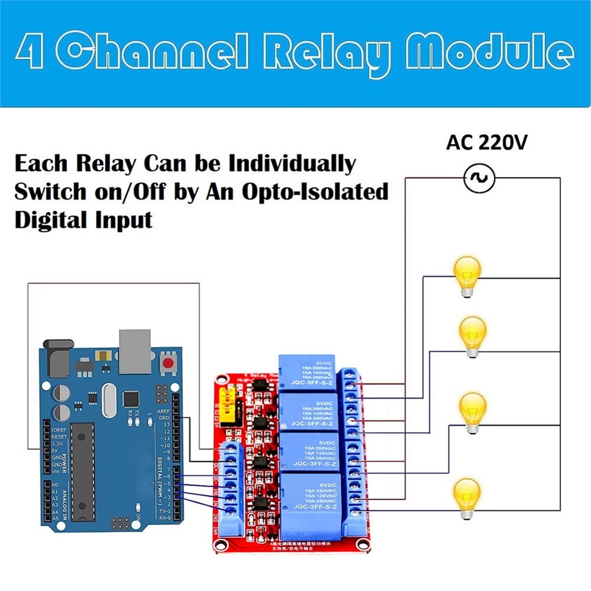 Relay Module 5V - A49T โมดูลรีเลย์ 4 ช่อง 5V 12V