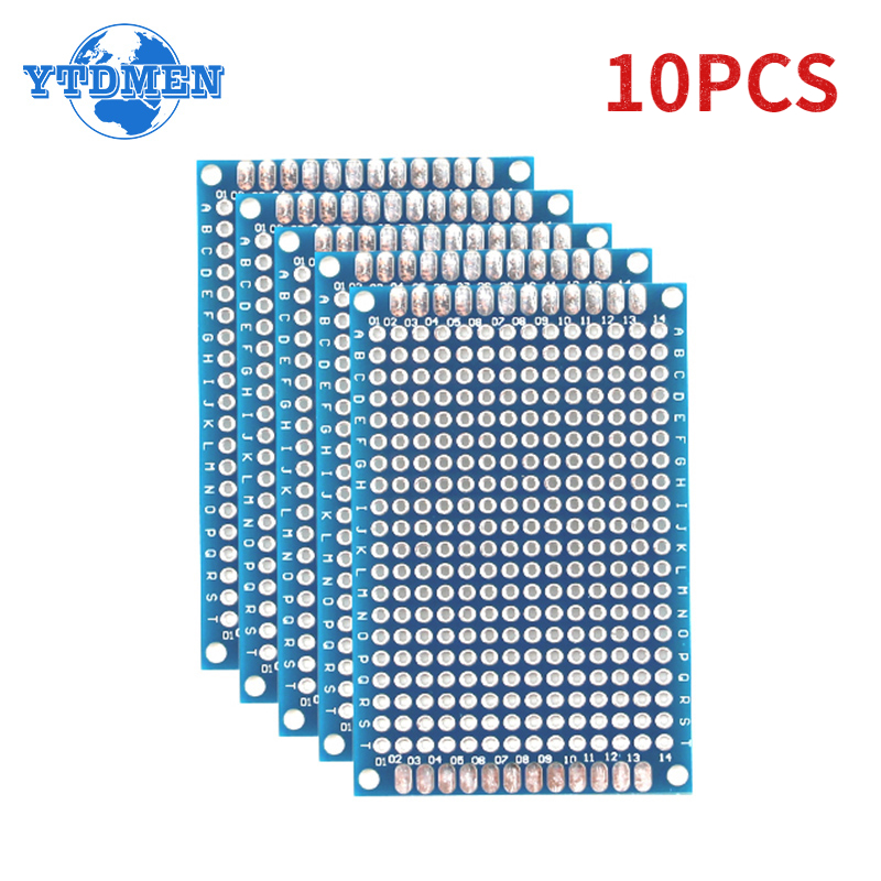 Diy Electronics Com - บอร์ด PCB สองด้านขนาด4x6ซม. 10ชิ้นแผงวงจรสากลแผ่นพัฒนาทดลองชุดทดลองอิเล็กทรอนิกส์บัดกรี