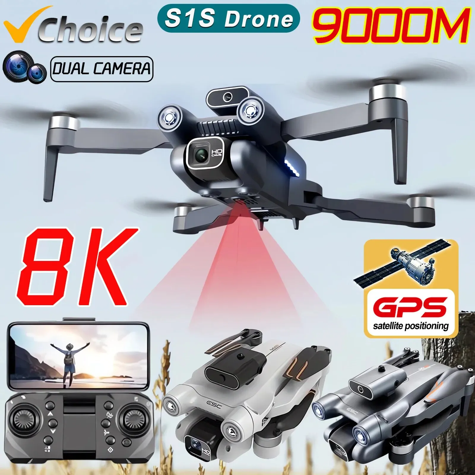 Diy Drone Electronics - โดรนติด GPS 5G S1S ใหม่กล้องโดรน8K มอเตอร์ไร้แปรงถ่านไร้แปรงถ่านสำหรับมืออาชีพโดรนกล้อง