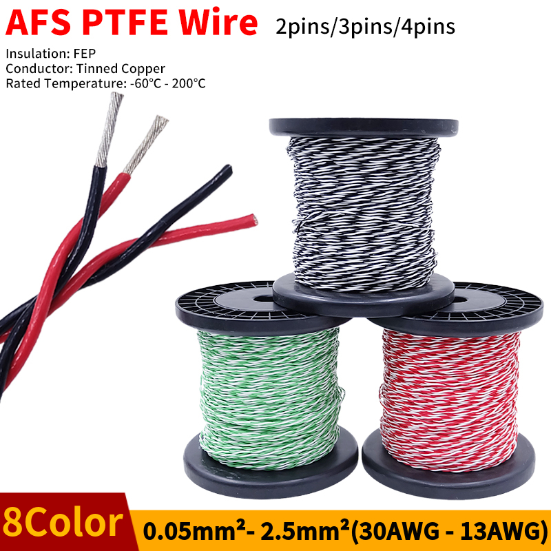 Diy Electronics Music - PTFE ลวด AFS200 2pins 26/25/24/22/20/18/17/15/13AWG FEP