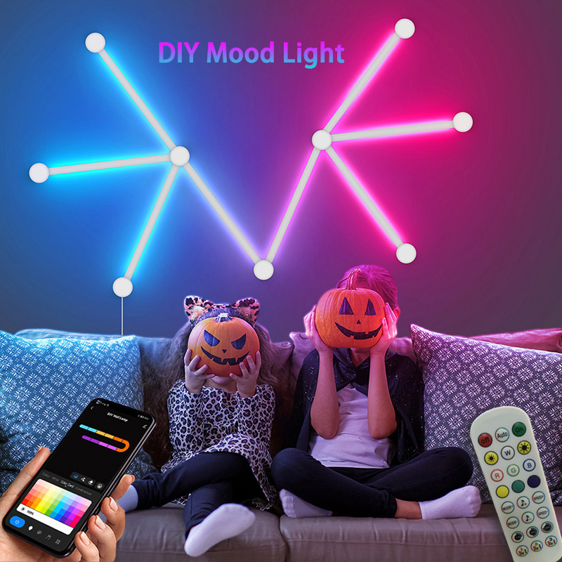 Diy Lamp Electronics - โคมไฟติดผนัง RGB อัจฉริยะ, ไฟ LED เชื่อมต่อแอป