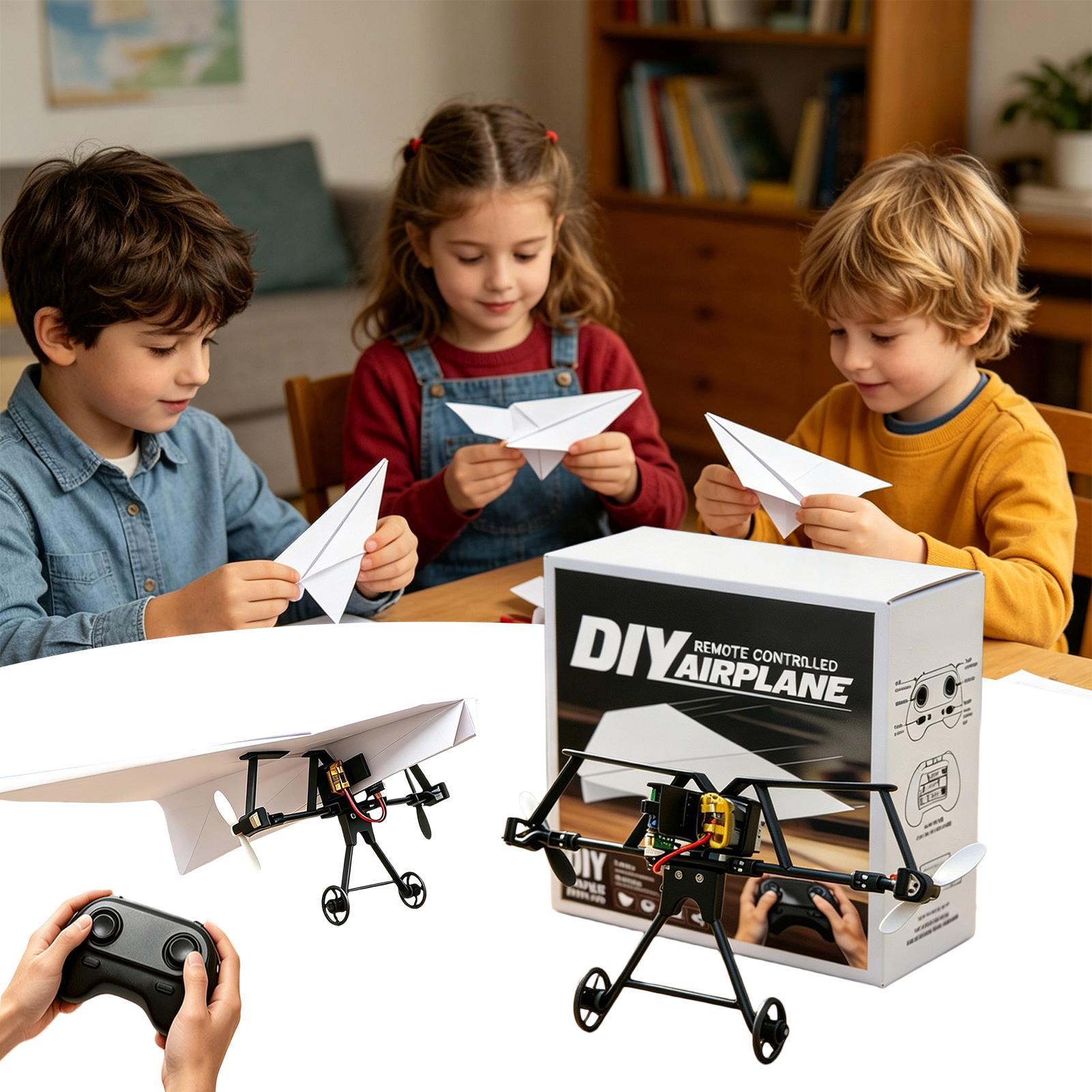 Diy Electronics For Kids - ชุดเครื่องบินกระดาษ DIY RC พร้อมไจโรกันสั่น เครื่องบินบังคับวิทยุไฟฟ้าสำหรับเด็กชายและเด็กหญิง เล่นได้ในสวนหลังบ้าน