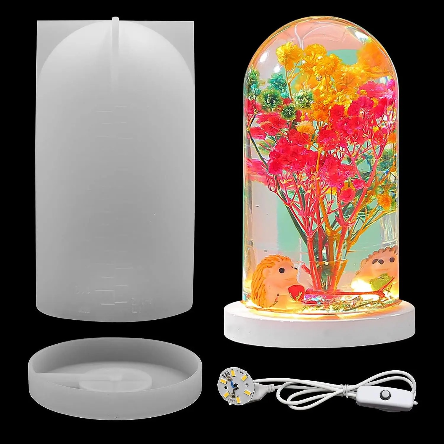 Diy Lamp Electronics - DIY คริสตัลอีพ็อกซี่เรซินแม่พิมพ์ LED Night Light เครื่องประดับทรงกลมโคมไฟทรงกระบอกแม่พิมพ์ซิลิโคน