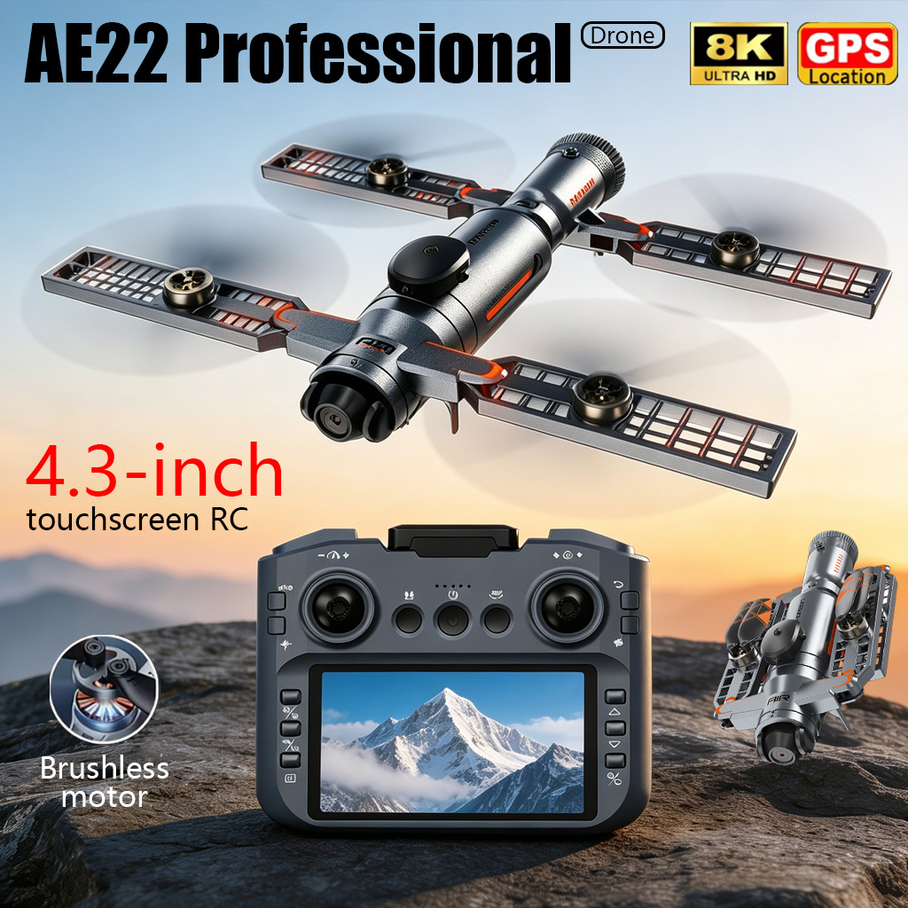Diy Drone Electronics - โดรนพับได้รุ่นอัพเกรด AE22 PRO MAX กล้องคู่ 8K