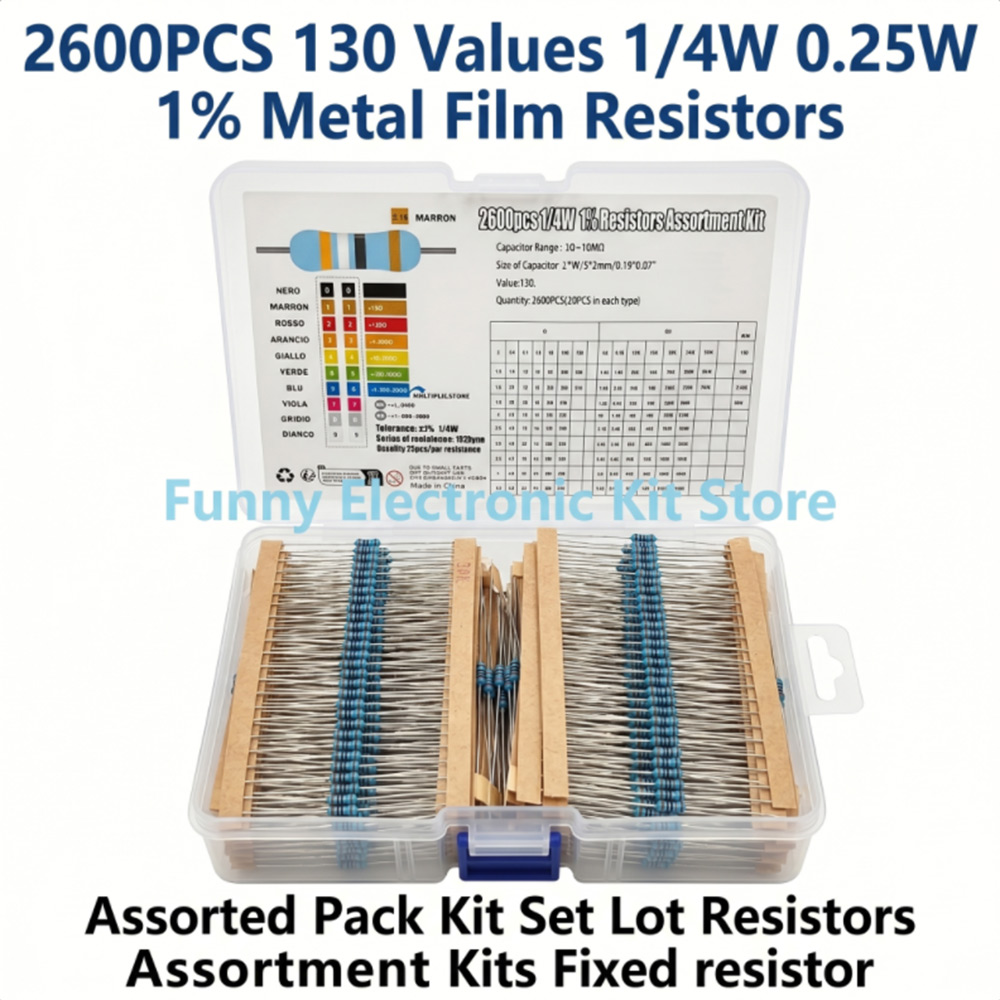 Diy Electronics Com - ตัวต้านทานฟิล์มโลหะ 2600 ชิ้น ชุดรวม 130 ค่า