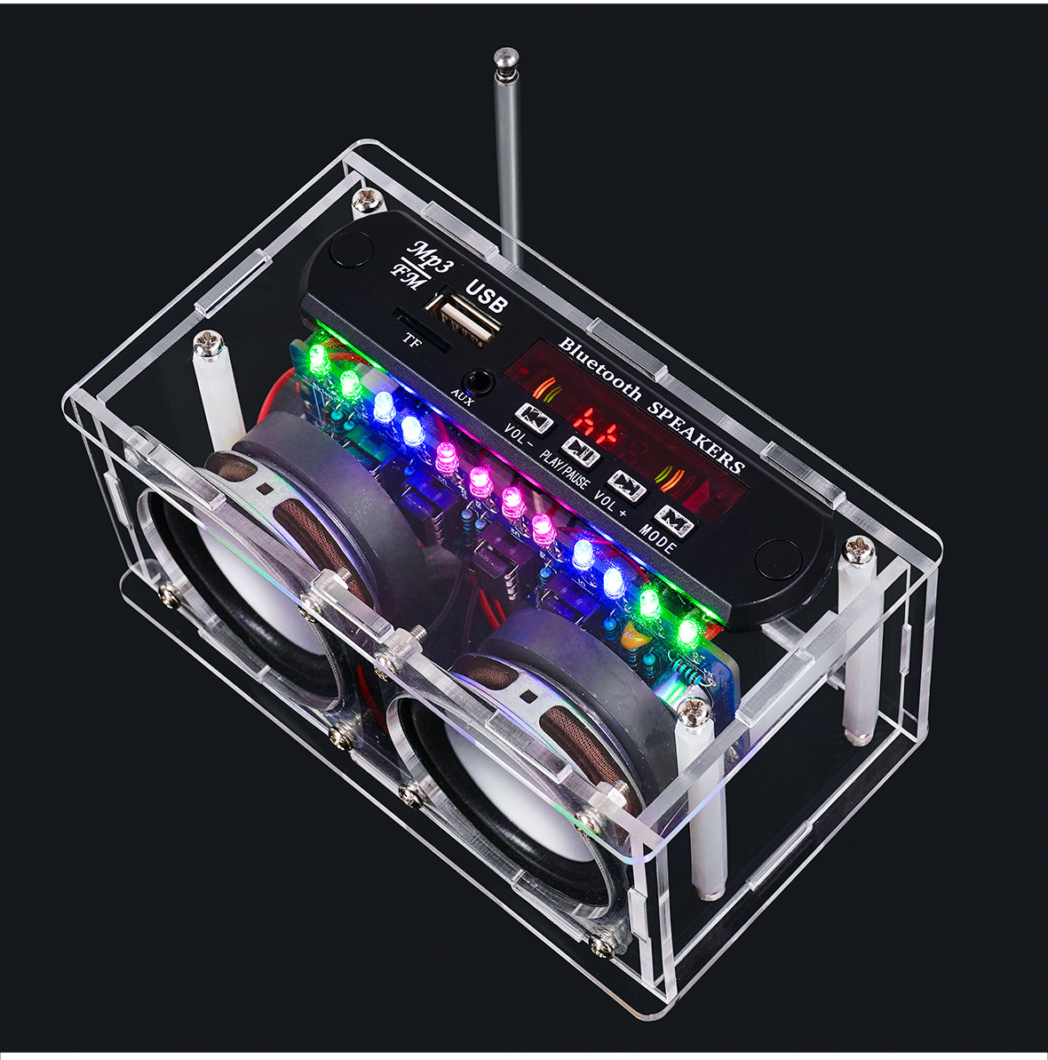 Diy Electronics Audio - ชุดอุปกรณ์วิทยุ DIY, ลำโพงบลูทูธพร้อมเครื่องขยายเสียง, ชุดฝึกเชื่อมอิเล็กทรอนิกส์พร้อมเครื่องวิเคราะห์สัญญาณ FM