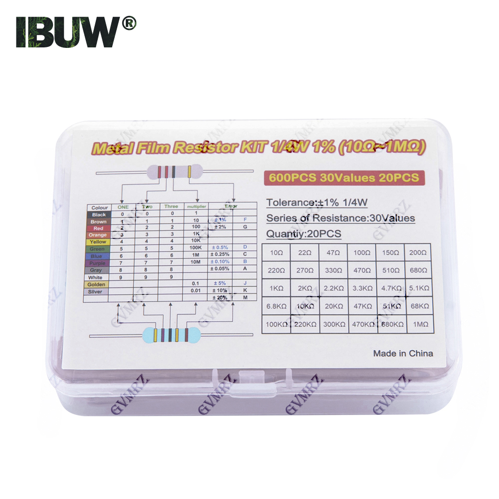 ชุดตัวต้านทานฟิล์มโลหะ 600 ชิ้ - Diy Electronics Com บทวิจารณ์และราคา
